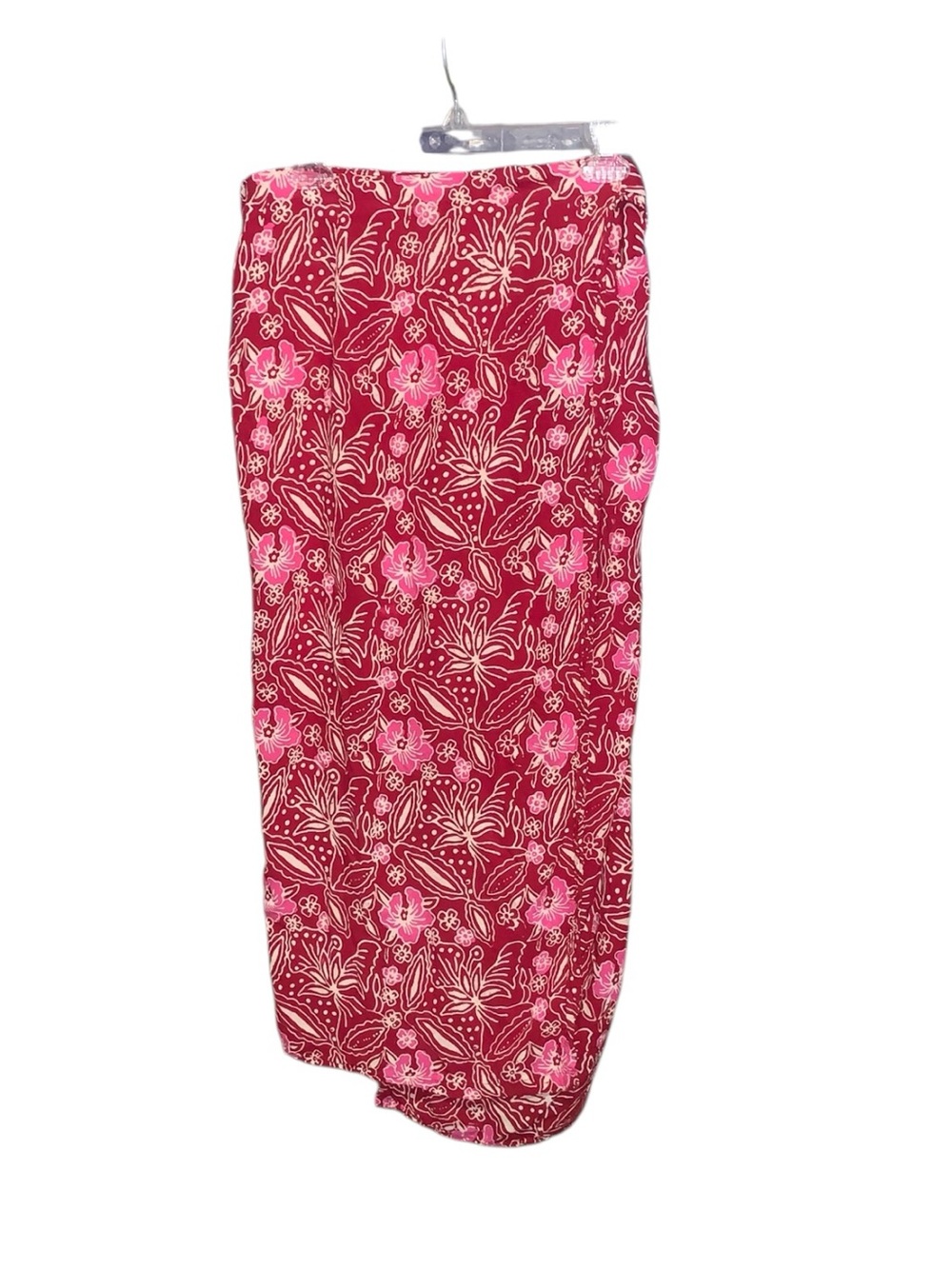 Legong Fine Art of Batik Red Floral Wrap Skirt Cover Up